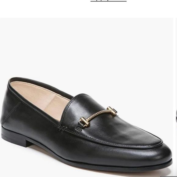 Sam Edelman Shoes - New Sam Edelman Black Lior Toe Slip On Stacked Heel Loafer size 7.5 women gold